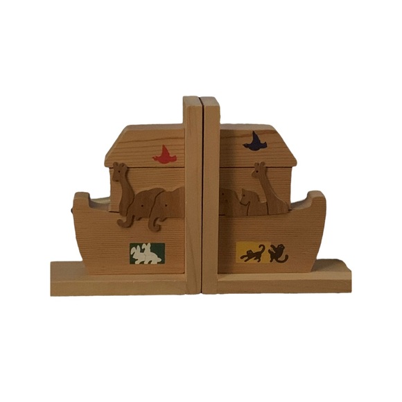 Very Cool Noah’s Ark Bookends by Lauri’s Playmill- Animals Bible Story - Picture 1 of 3